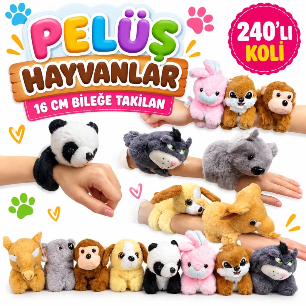 KZL-2505034 PELUS HAYVANLAR 16CM BILEGE TAKILAN — fotoğraf 1