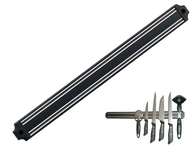 Mıknatıslı Bıçak Tutucu Stand - 38 cm - Siyah - Paslanmaz Çelik - Mutfak Düzeni - Bıçak Saklama - Tezgâh Düzeni - Modern Tasarım — fotoğraf 1