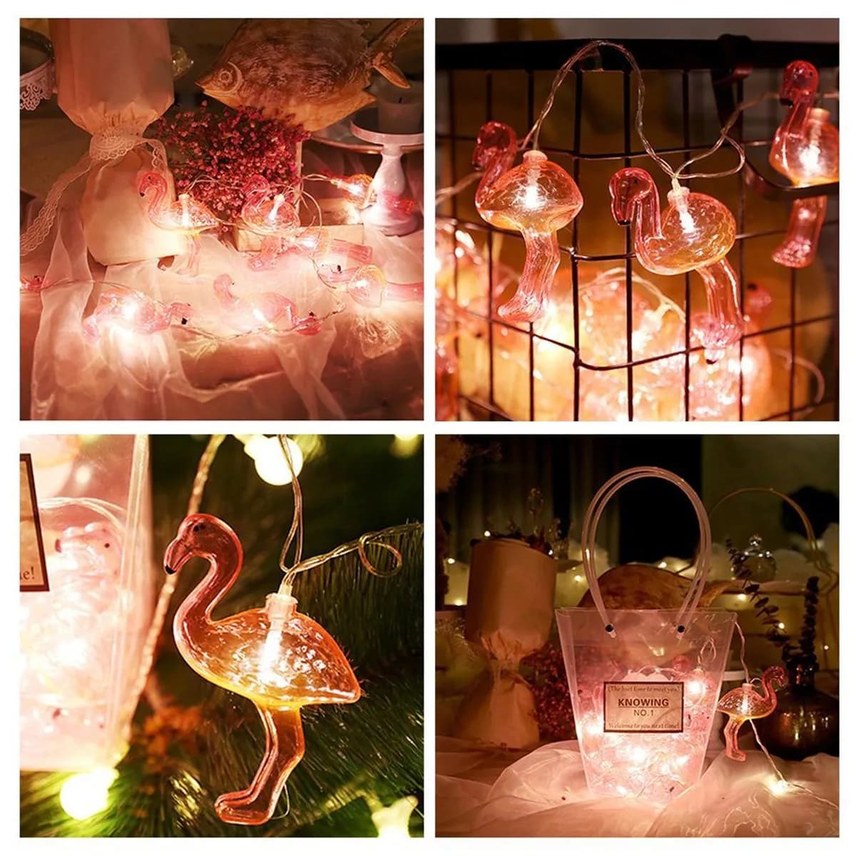 Pilli Led Flamingo Dekoratif Işık Zinciri Aydınlatma 1,5 Mt — fotoğraf 1