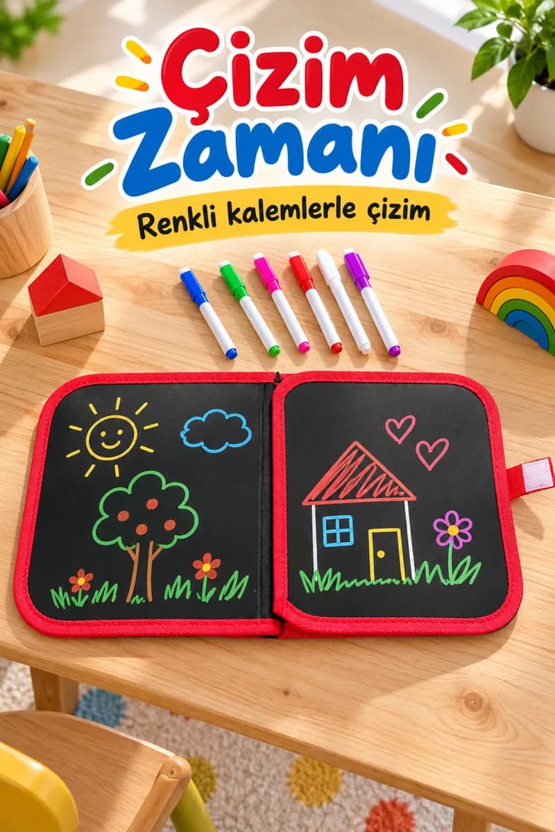 Renkli Kalemli Siyah Sayfalı Desenli Çizim Kitabı — fotoğraf 1