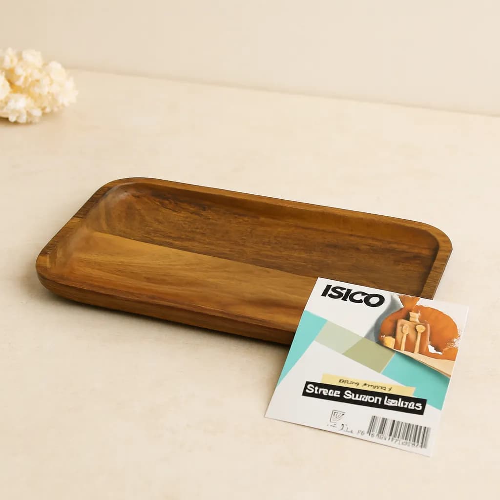 Akasya Ahşap Dikdörtgen Servis Tepsisi 25x14x1.4 cm — fotoğraf 1