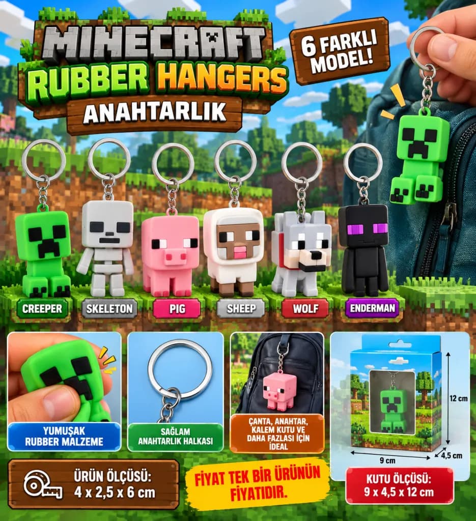 Minecraft Rubber Hangers Anahtarlık — fotoğraf 1