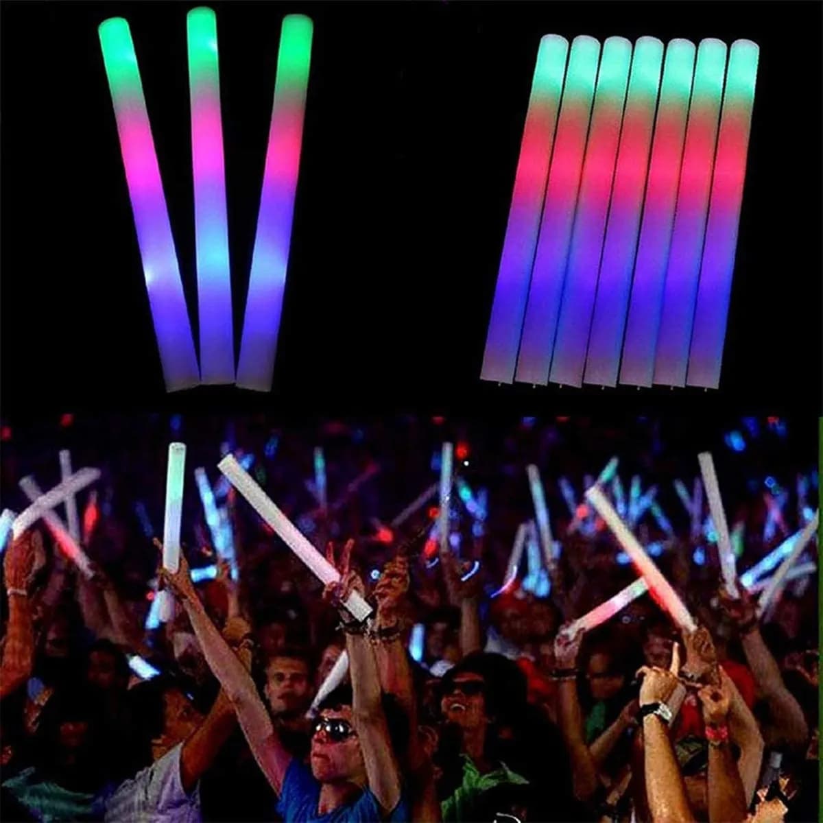 Led Işıklı Rengarenk Sünger Parti Çubuk Işıklı Kauçuk Sopa 46 cm — fotoğraf 1