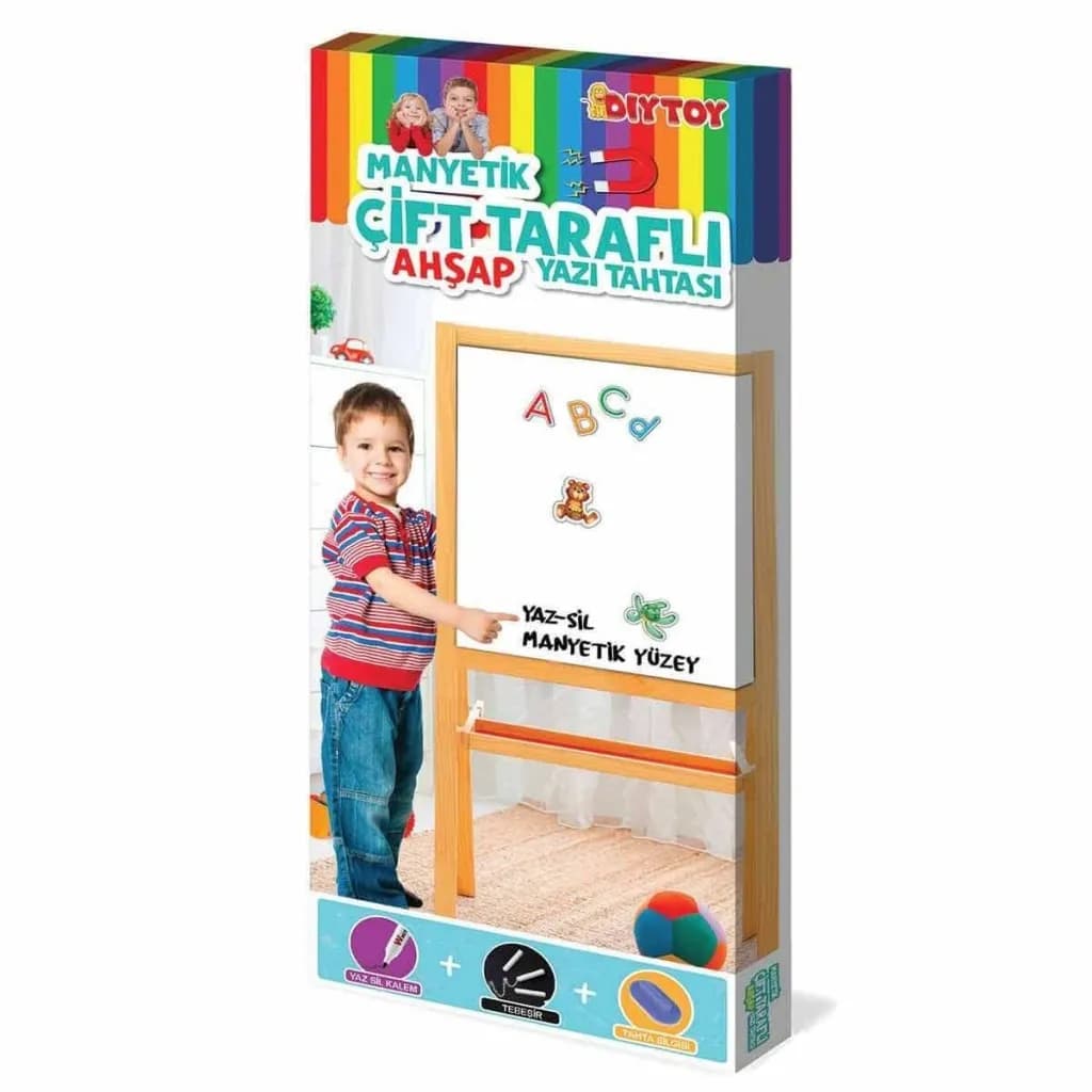 2195 Ayaklı Çift Taraflı Manyetik Ahşap Yazı Tahtası — fotoğraf 1