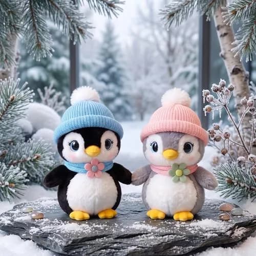 10028 Şapkalı Penguen Peluş 27CM — fotoğraf 1