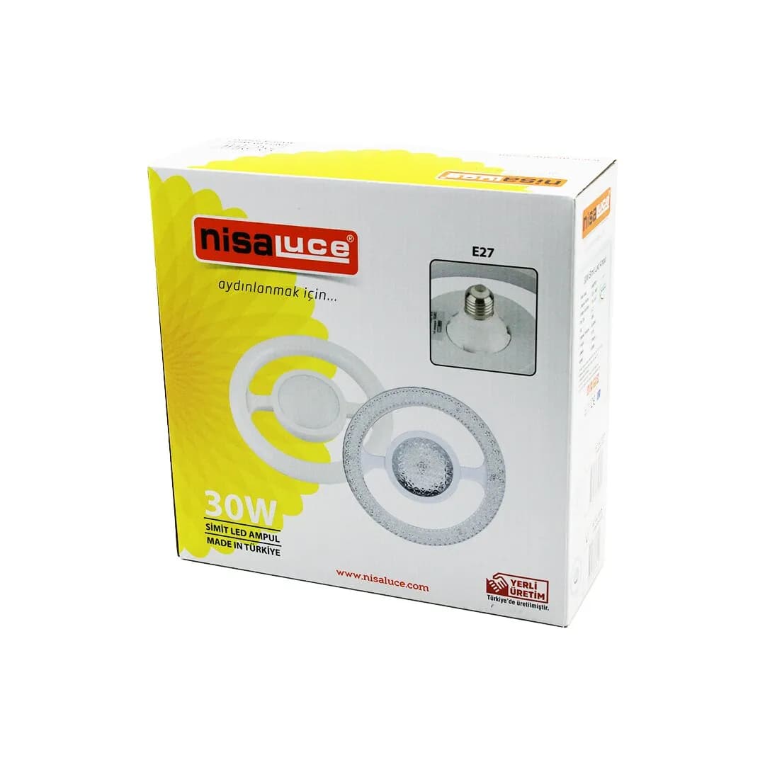 Nisaluce EAMP-059/KB Mika Kristal Plastik Cam Simit Model Led Ampul 30W E27 BEYAZ=6500K — fotoğraf 1