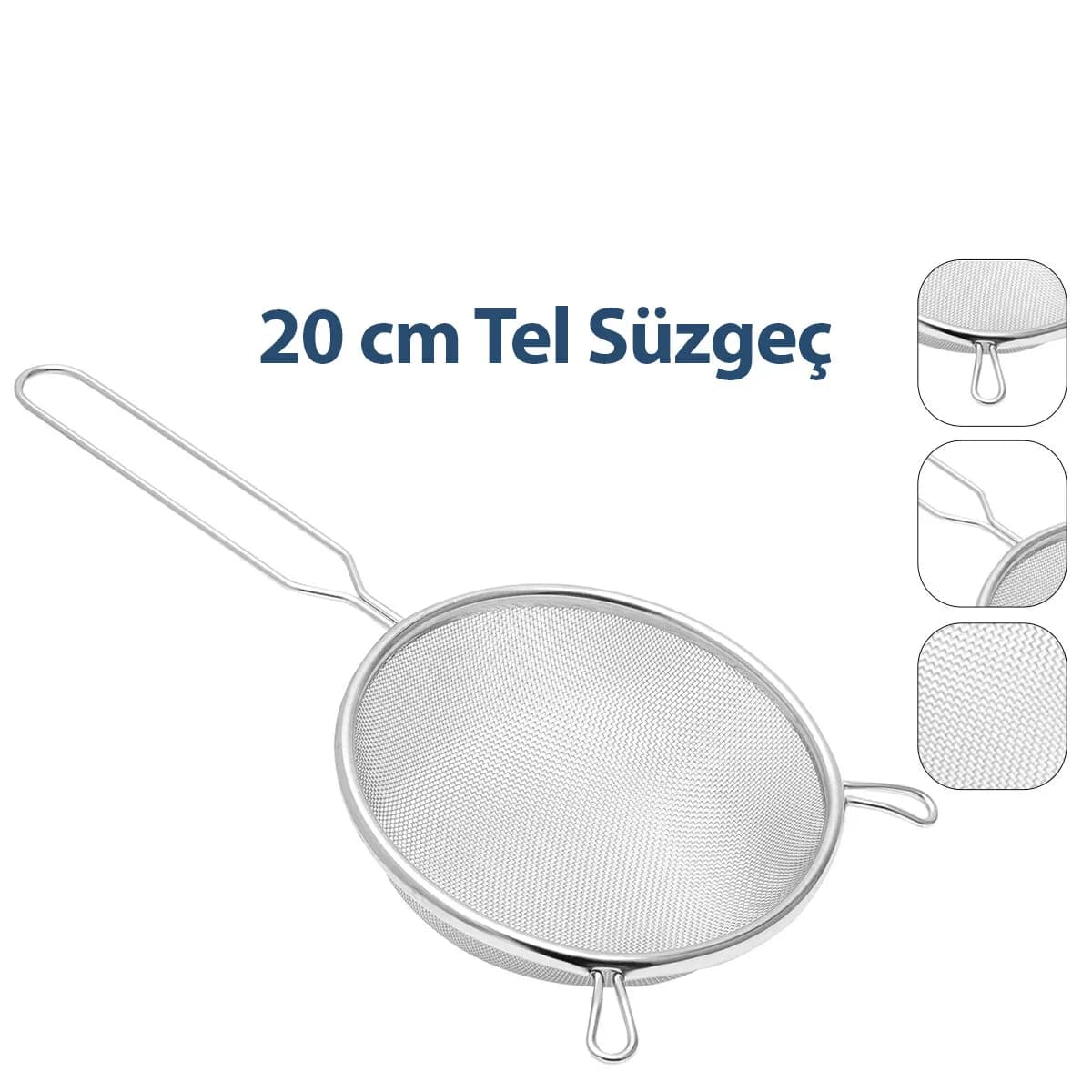20CM Tel Süzgeç Metal Saplı Kulaklı — fotoğraf 1