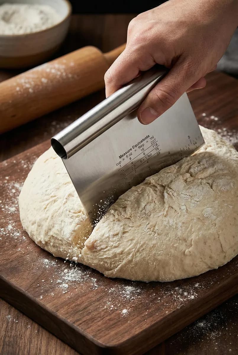Paslanmaz Çelik Ölçü Rehberli Hamur Kesici & Hamur Şekillendirici Spatula (11x14 cm) — fotoğraf 1