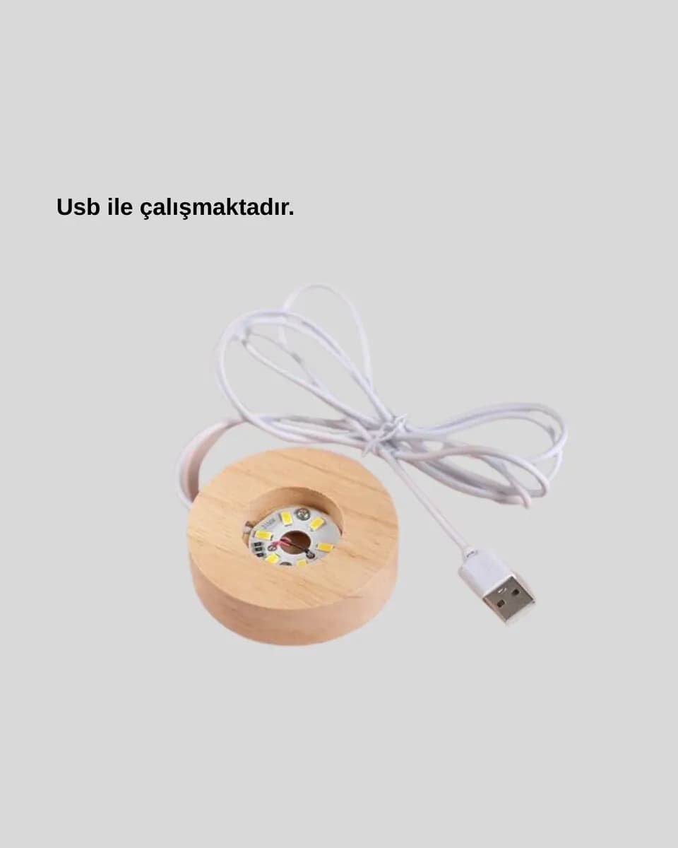 Dekoratif LED Kristal Küre Ahşap Altlıklı Gece Lambası — fotoğraf 1