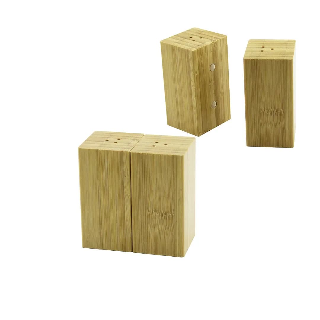 4.5X5CM--Y:9CM 2PCS Mıknatıslı İkiz Ahşap Bambu Baharatlık - Tuzluk — fotoğraf 1