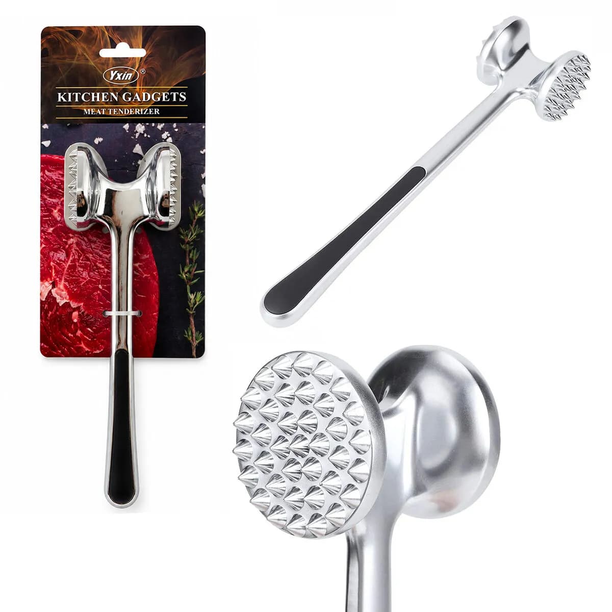 Çift Başlı - Komple Metal Paslanmaz Çelik Et Dövecek — fotoğraf 1