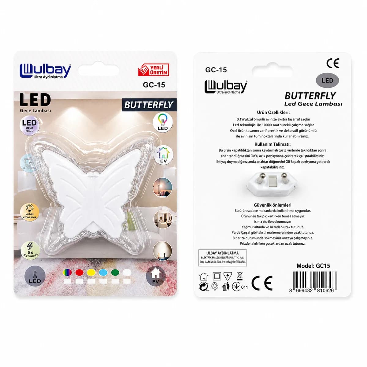 10 Adet Kelebek Led Gece Lambası GC-15 — fotoğraf 1