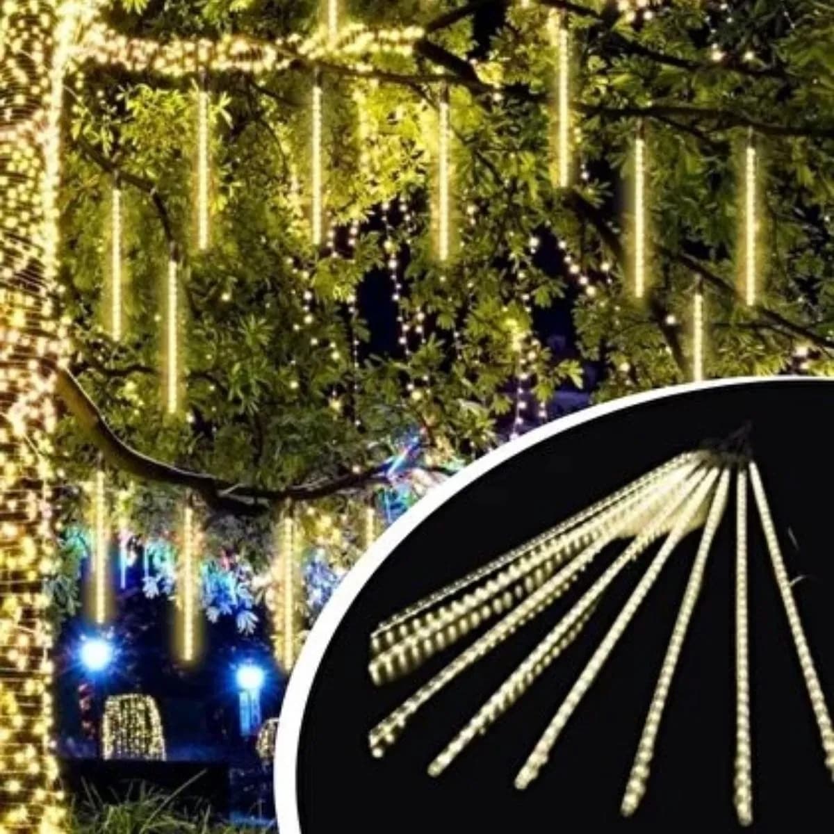 45 cm Plastik Meteor LED USB 2M Kablo Sarı Renk Ağaç Işığı – Renk Değiştiren Asmalı Dekoratif Bahçe ve Dış Mekan Aydınlatması — fotoğraf 1