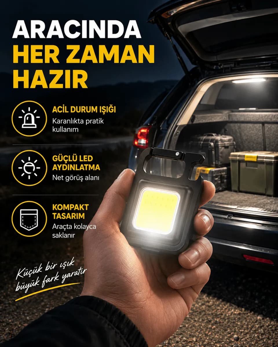 Parlak LED Fener – USB Şarjlı, 3 Işık Modlu, Mini Taşınabilir ve Anahtarlık Tipi Yeni Nesil — fotoğraf 1