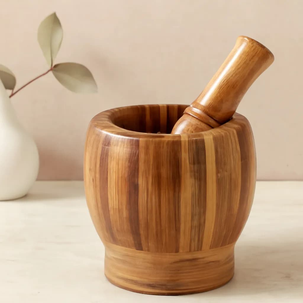 Ahşap Bambu Havan (Sarımsak Dövecek) 8 cm — fotoğraf 1
