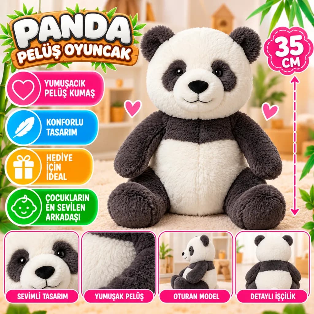 PL50228 35 Cm Panda Peluş Oyuncak — fotoğraf 1