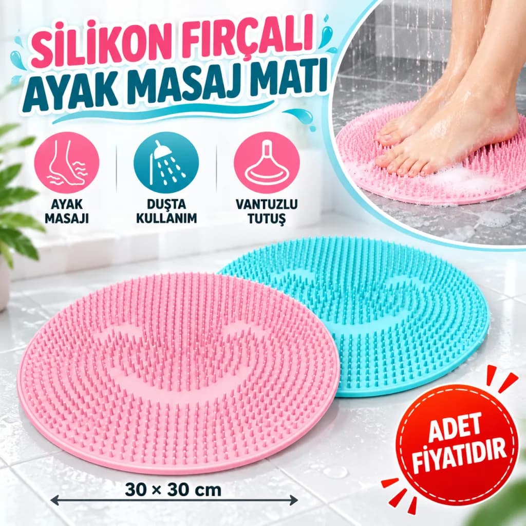 Silikon Fırçalı Banyo Masaj Matı ve Ayaklar için Topuk Masaj Paspası — fotoğraf 1