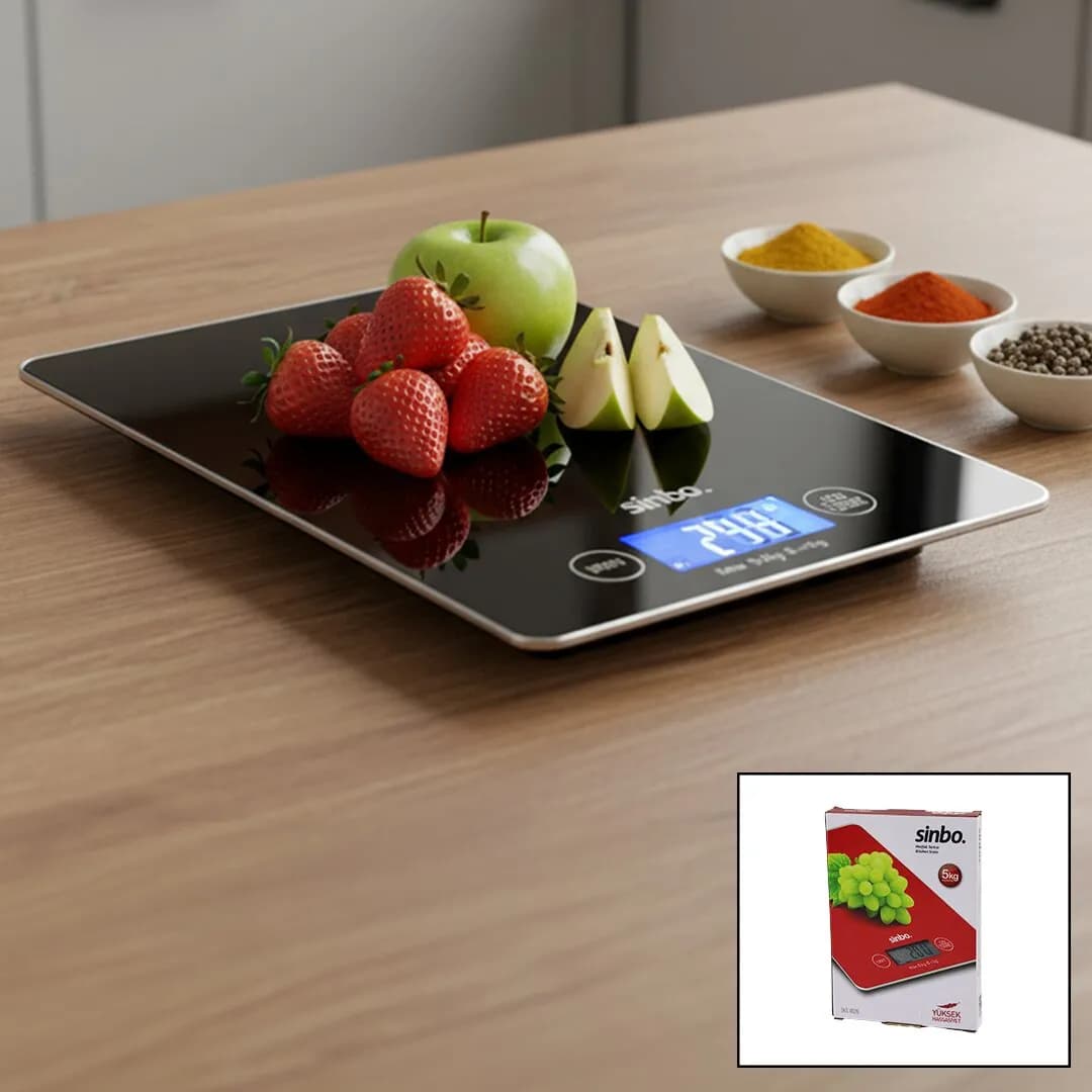Cam Mutfak Tartısı Terazi Lcd Ekran 5KG/1GR PİLLİ=CR2032 Gr/oz/ml/ıb Ölçüm SKS-4526 — fotoğraf 1