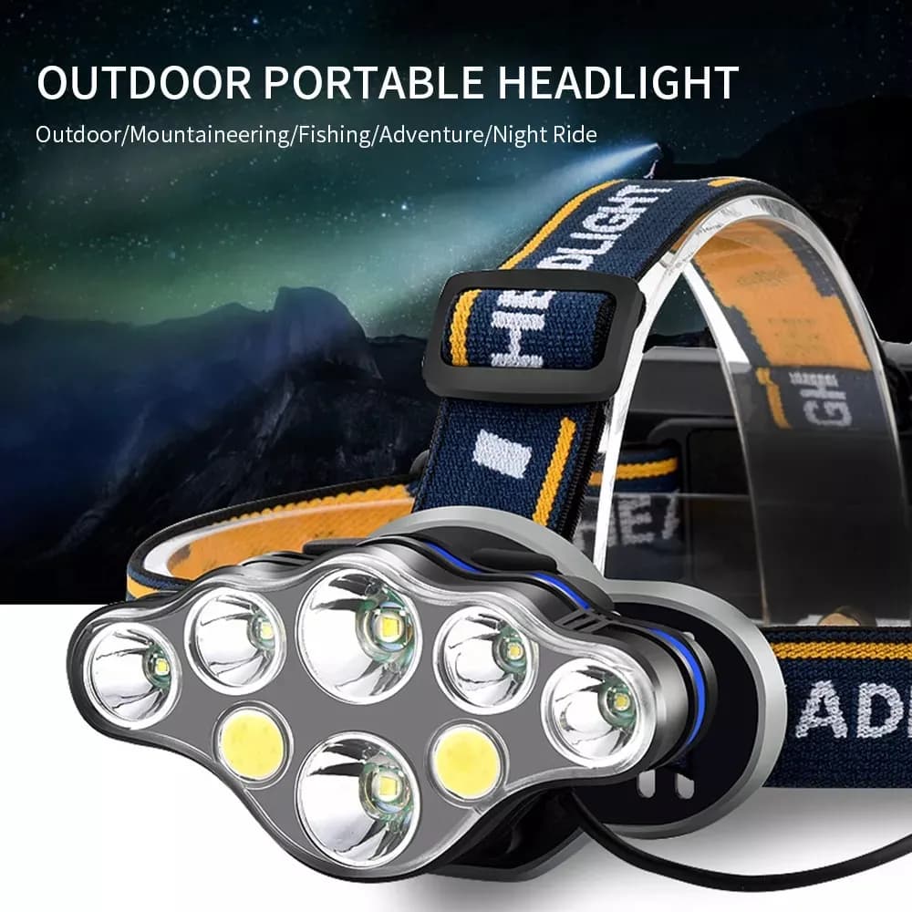 PS-888 USB Şarj Edilebilir 8 Mod 8 LED Kafa Feneri — fotoğraf 1
