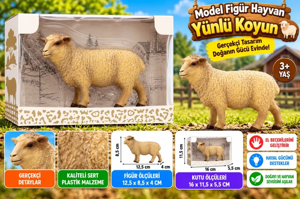 Kutulu Model Figür Hayvan Yünlü Koyun — fotoğraf 1