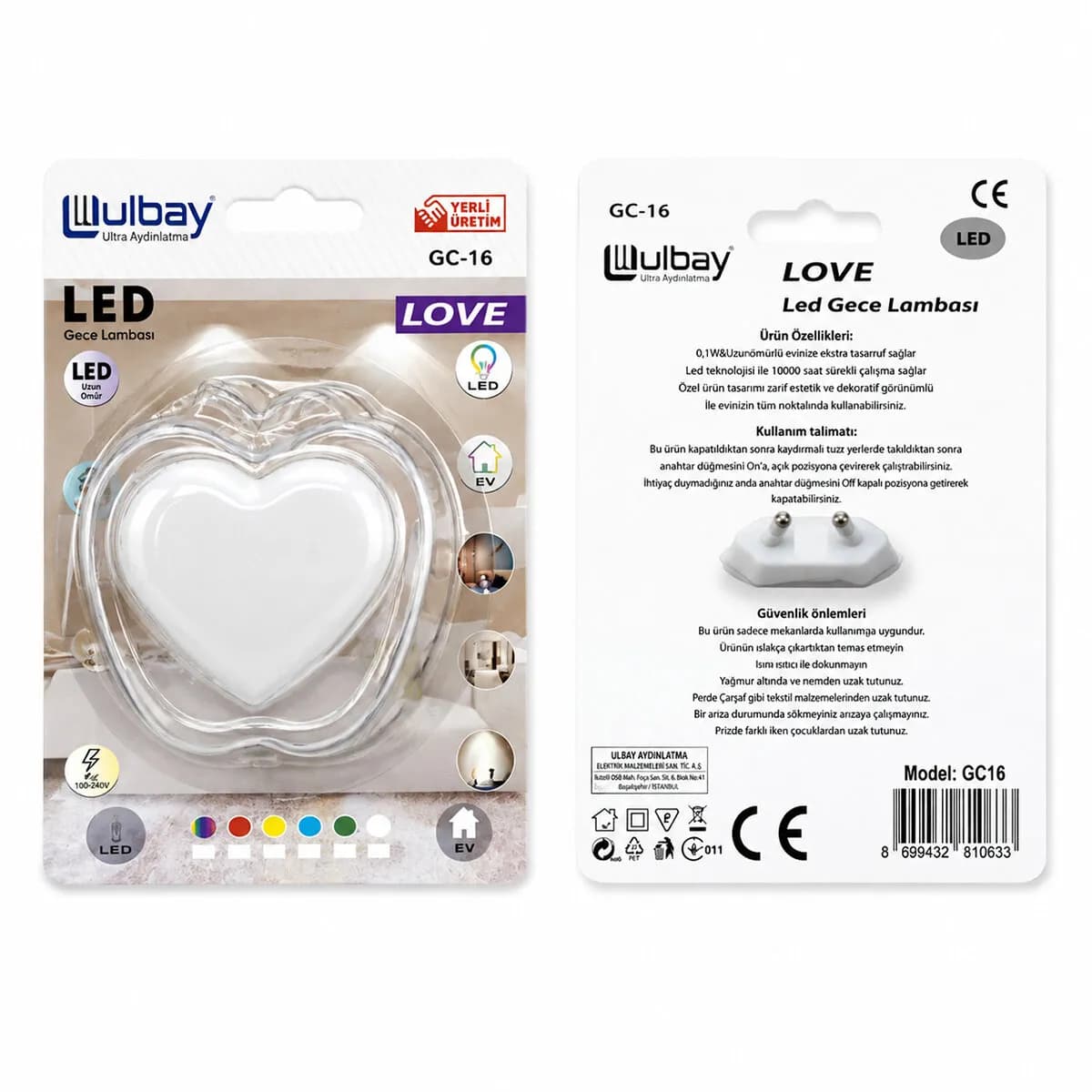 10 Adet Kalp Ledli Gece Lambası GC-16 — fotoğraf 1