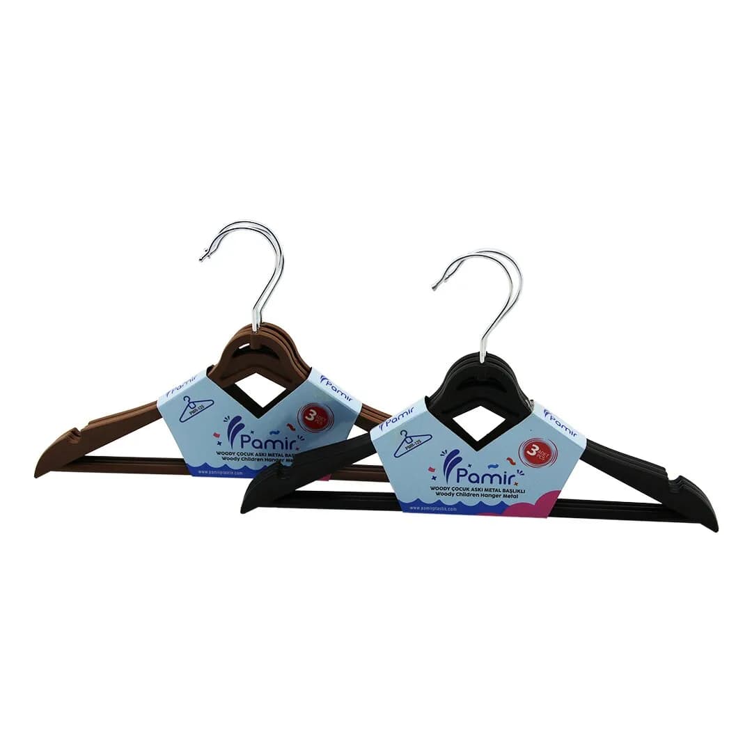 3PCS Plastik Çocuk Elbise Askısı Metal Başlıklı — fotoğraf 1