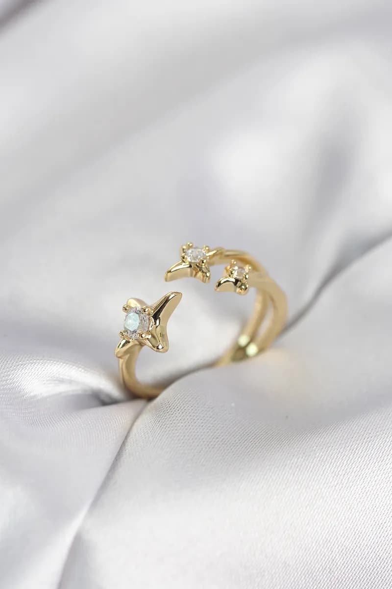 Minimal Kutup Yıldızı Model Gold Renk Kadın Yüzük — fotoğraf 1
