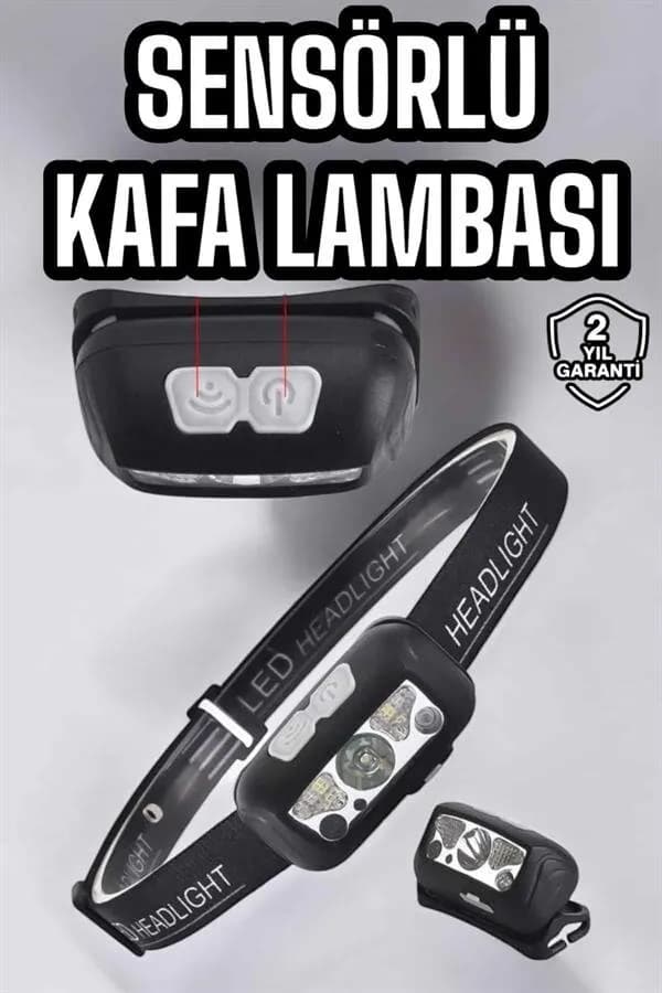 Kafa Lambası Kamp Lambası Sensörlü Şarjlı Ayarlanabilir — fotoğraf 1
