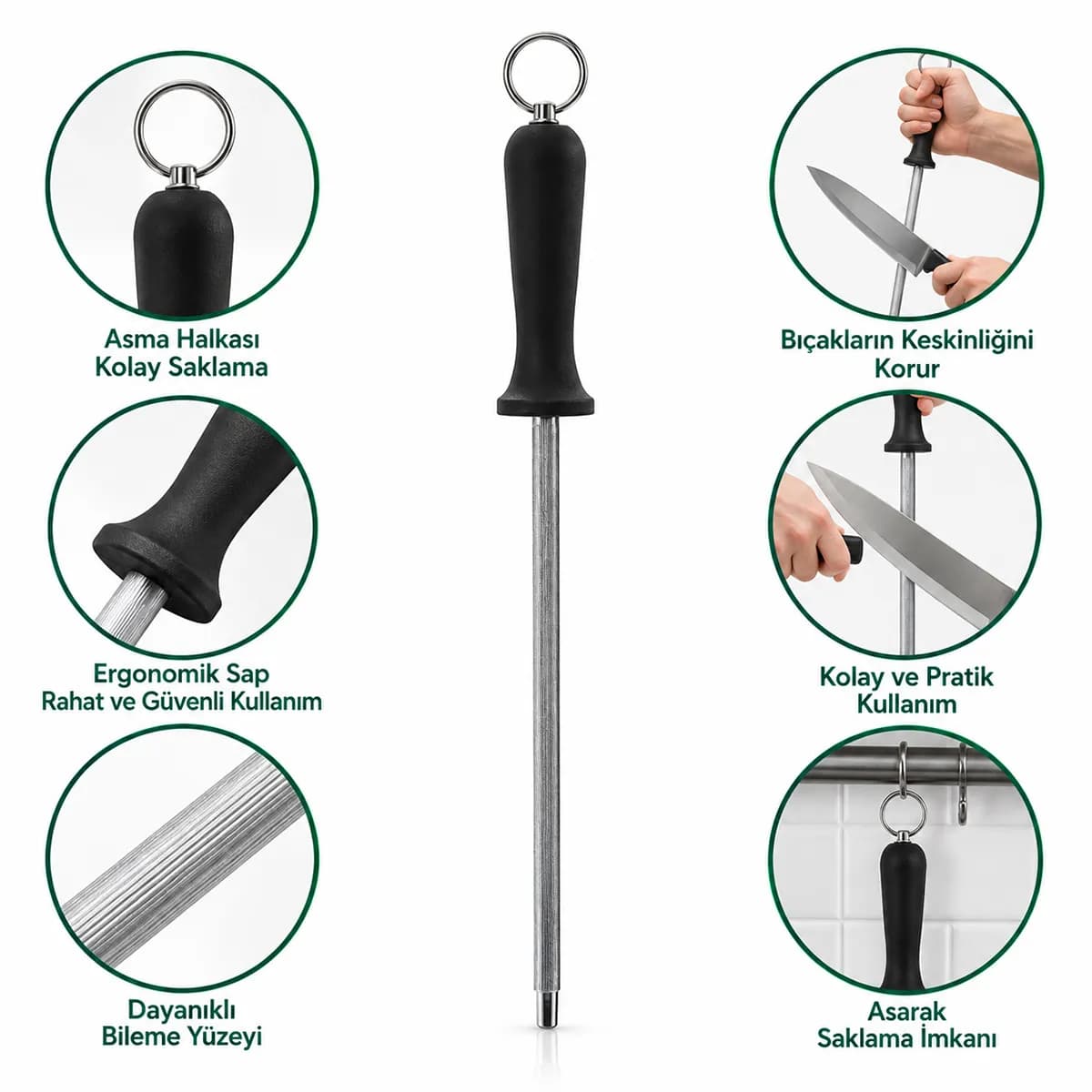 Bıçak Bileme Taşı 30 cm Metal Askılı — fotoğraf 1