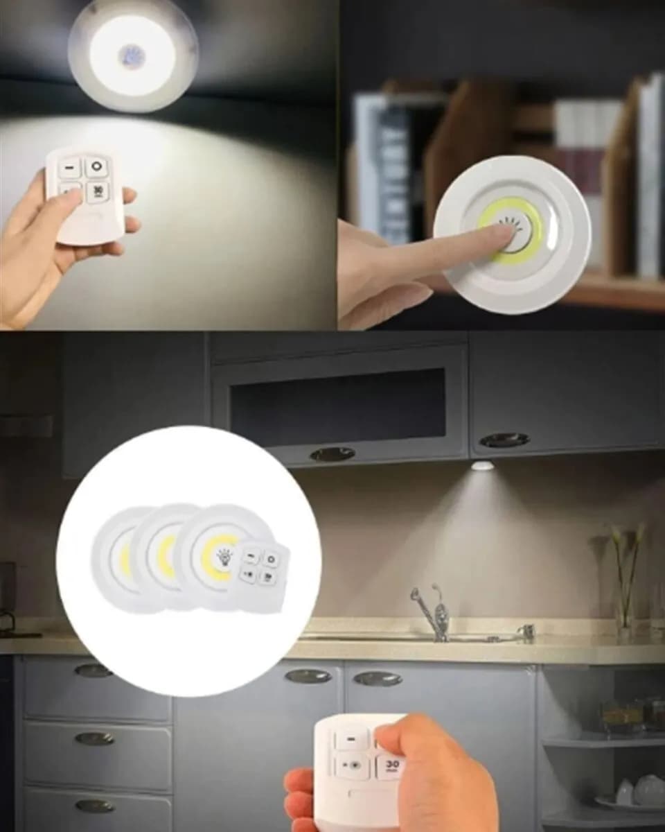 Uzaktan Kumanda İle Kontrol Edilebilen Yapışkanlı Kablosuz Led Spot Lamba — fotoğraf 1