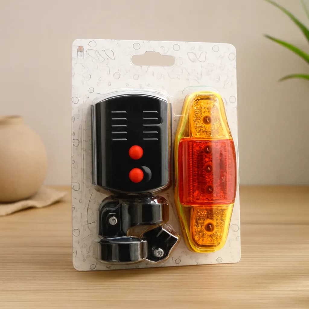Bisiklet 3in1 Korna COB LED Fener Sinyalli Stop Lambası (Pilli) — fotoğraf 1