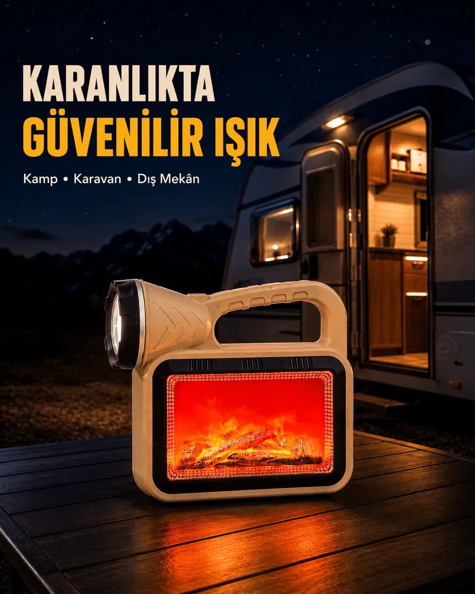Solar Alev Işığı COB Teknolojili Taşınabilir El Feneri ve Kamp Lambası — fotoğraf 1