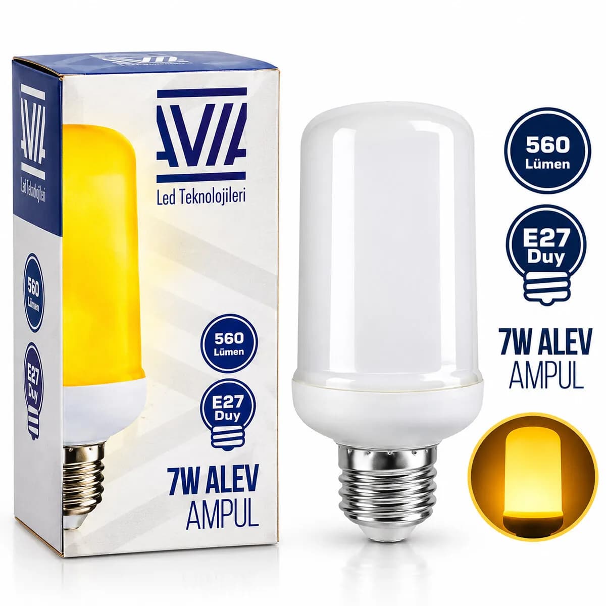7W E27 Alev Ampul Lamba — fotoğraf 1