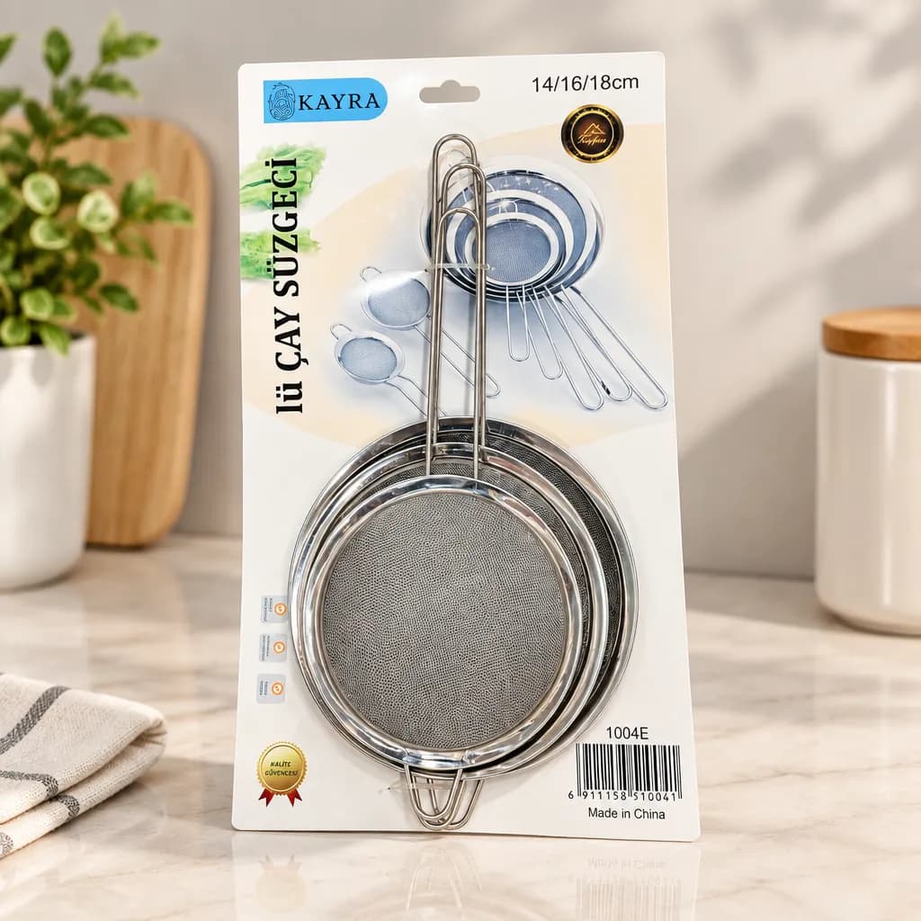 3 Parça Metal Süzgeç 14-16-18 cm — fotoğraf 1