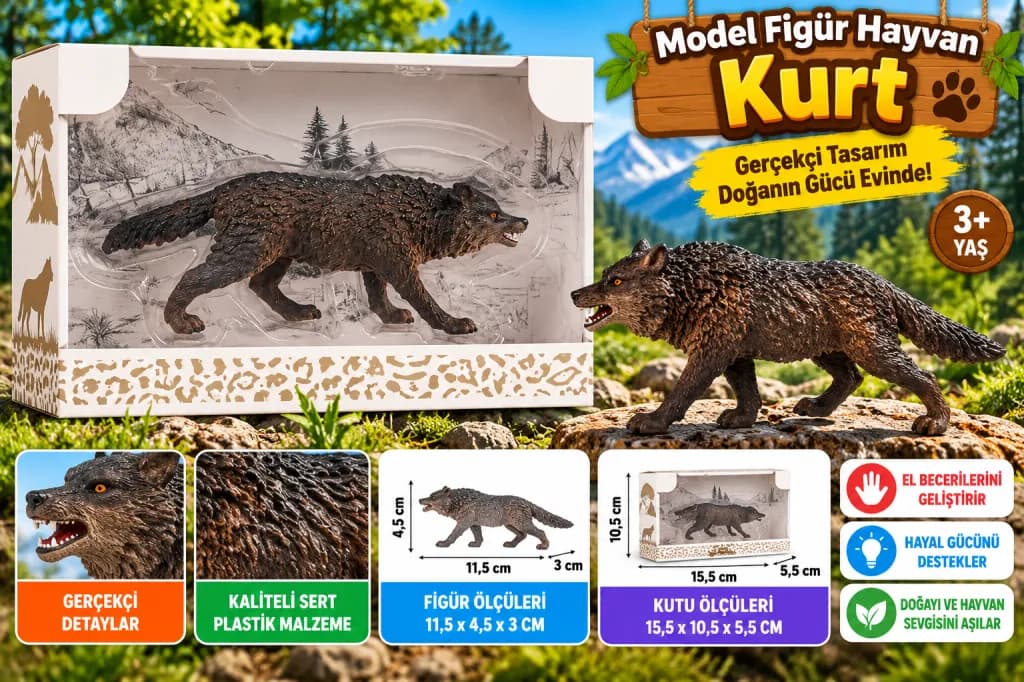 Kutulu Model Figür Hayvan Kurt — fotoğraf 1