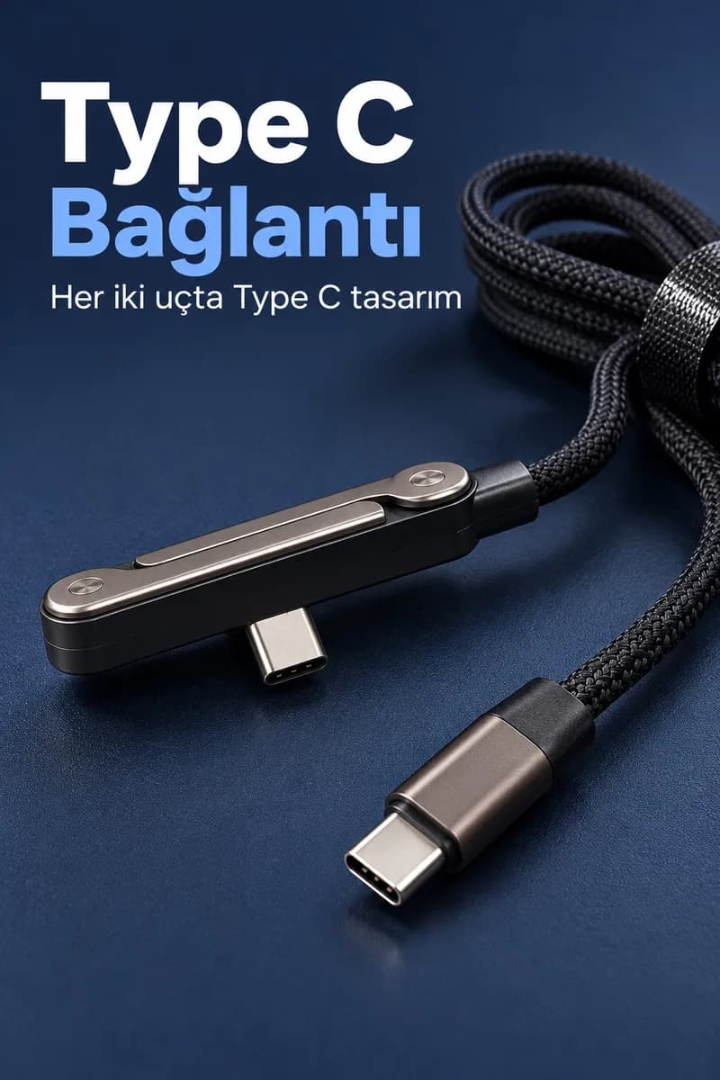 Type C Şarj Kablosu Katlanabilir Telefon Standlı Örgü Tasarım — fotoğraf 1