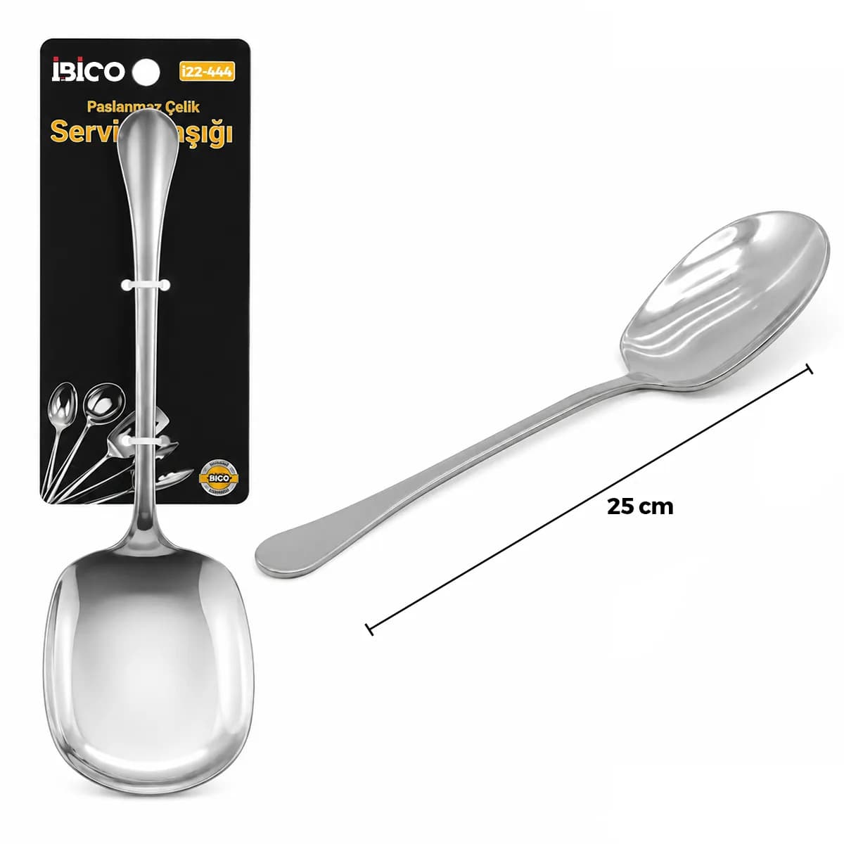 Krom 25 cm Metal Servis Kaşık — fotoğraf 1