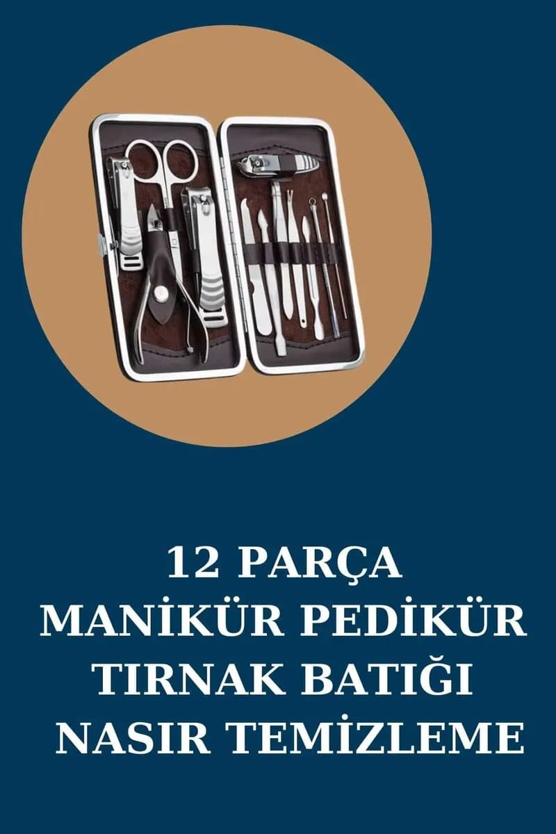 Çantalı 12 Parça Manikür Pedikür El Ayak Bakım Seti — fotoğraf 1