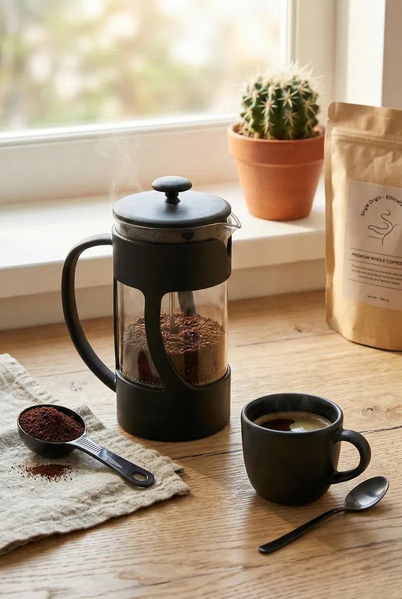 350 ml Borosilikat Cam French Press & Siyah Modern Kahve Ve Bitki Çayı Demleme Gereci — fotoğraf 1