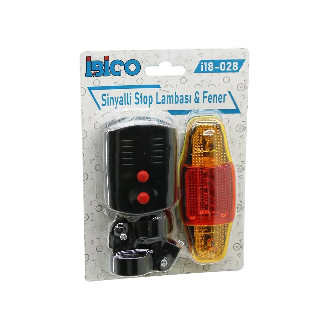 2İN1 Bisiklet Cob Led Fener - Sinyalli Stop Lamba Pilli — fotoğraf 1