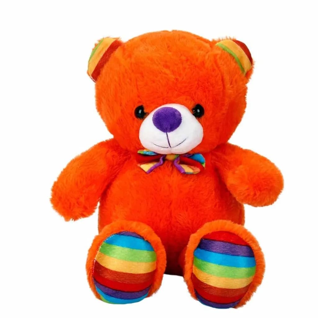 2962 Oturan Kurdeleli Renkli Peluş Ayı 30 cm — fotoğraf 1