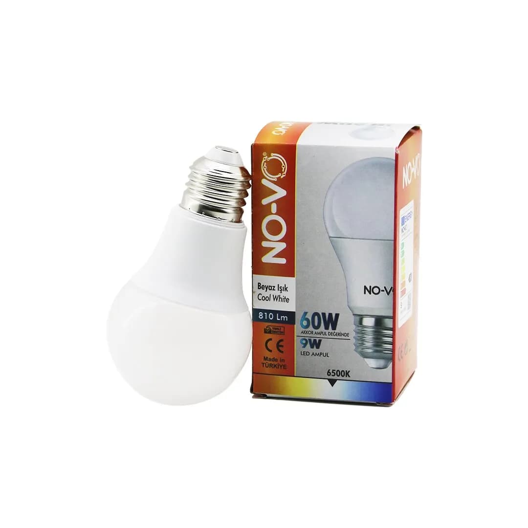 NO-VO 9W E27 Beyaz LED Ampul 6500K — fotoğraf 1
