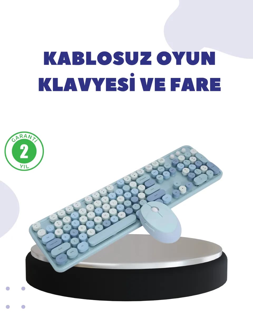 Retro Kablosuz Klavye ve Fare Seti — fotoğraf 1