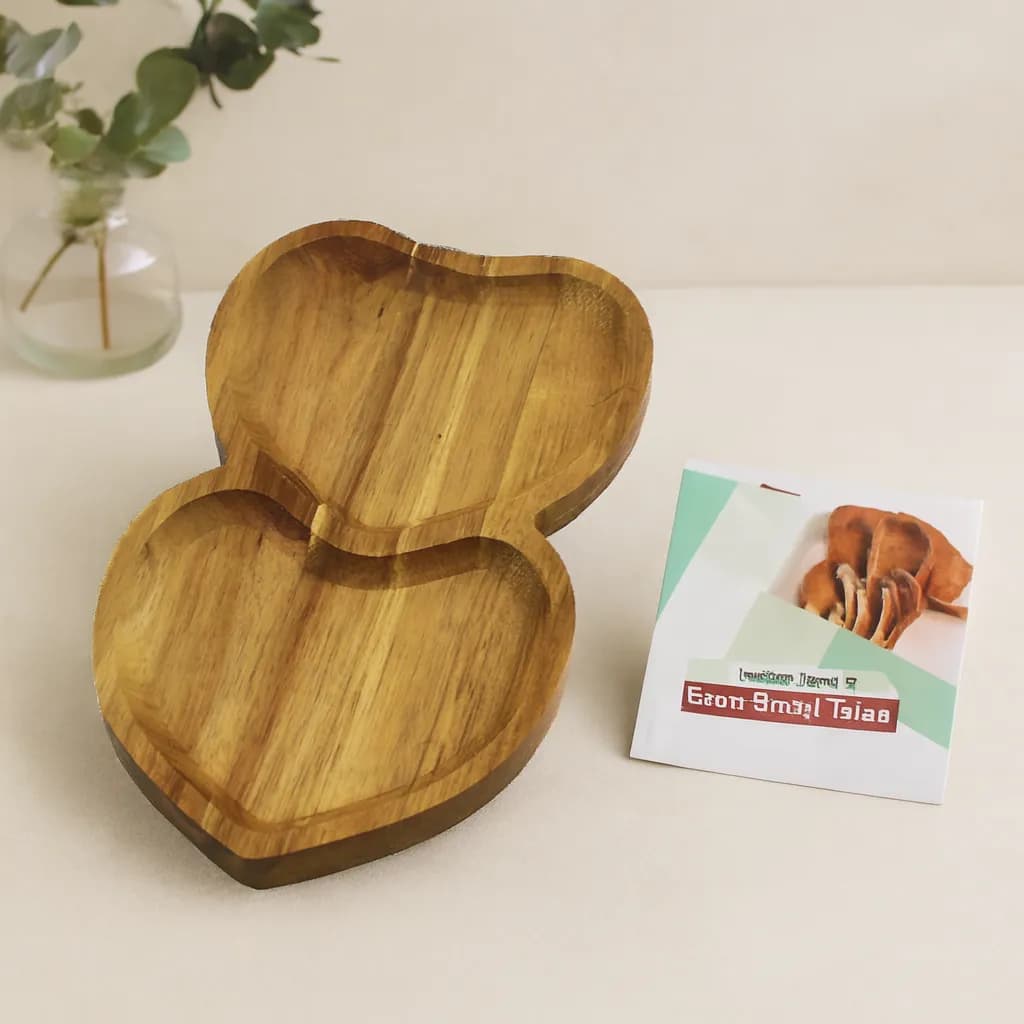 Akasya Kalpli 2 Bölmeli Ahşap Servis Tepsisi 25x14x1.4 cm — fotoğraf 1
