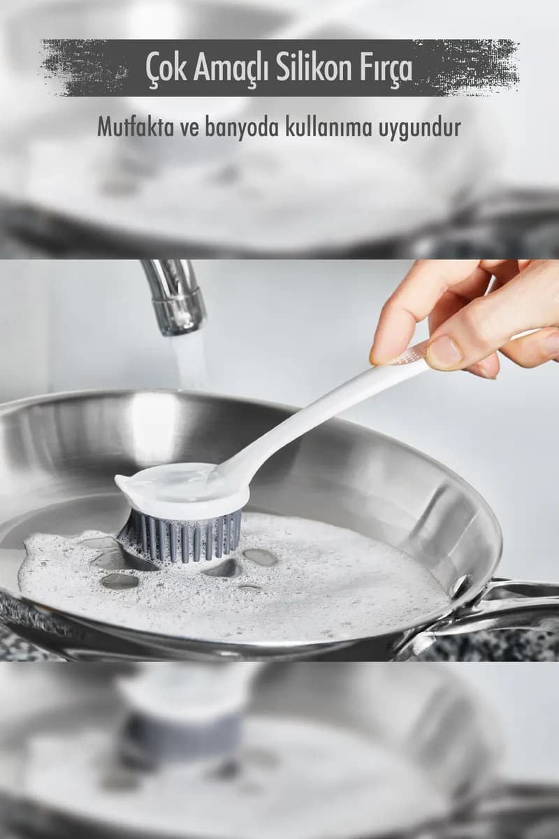 Çok Amaçlı Silikon Bulaşık Yıkama & Lavabo Temizleme & Mutfak Tezgahı Temizleme Fırçası — fotoğraf 1