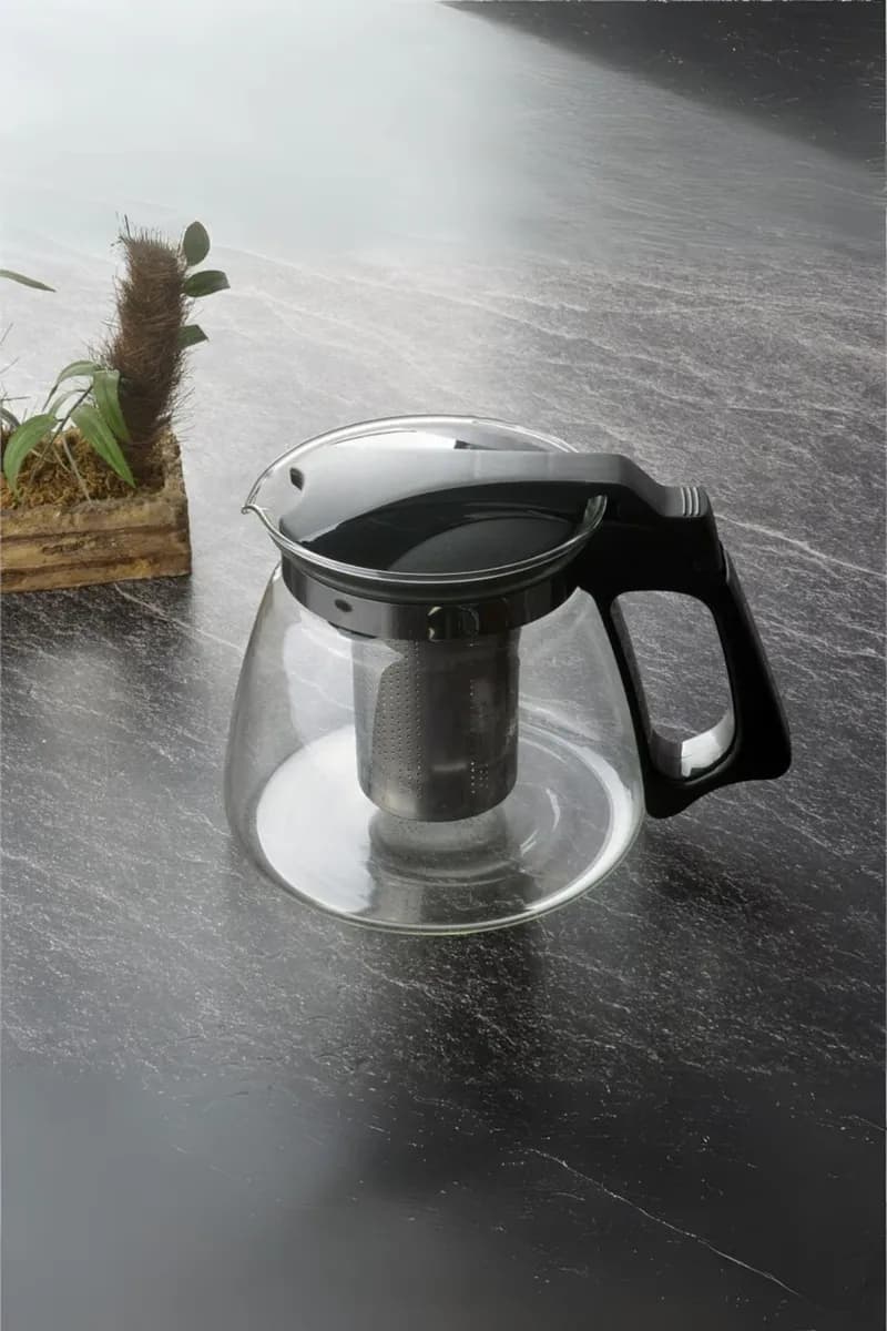Süzgeçli Cam Demlik 1100 ml — fotoğraf 1