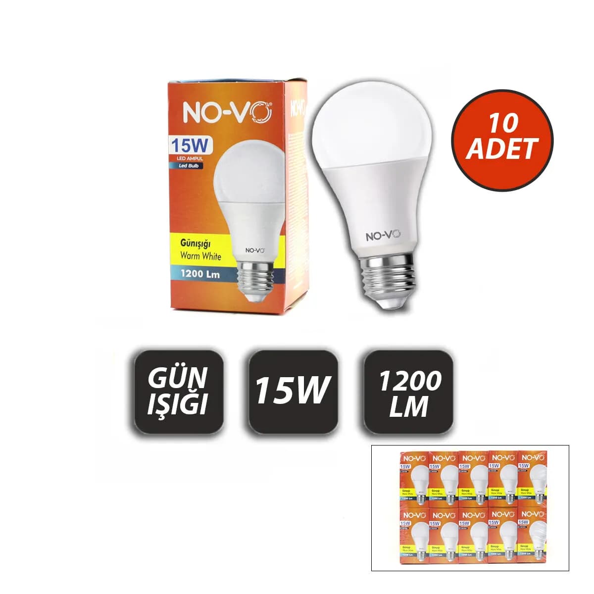 10 Adet 15W Gün Işık Led Ampul 3000K — fotoğraf 1