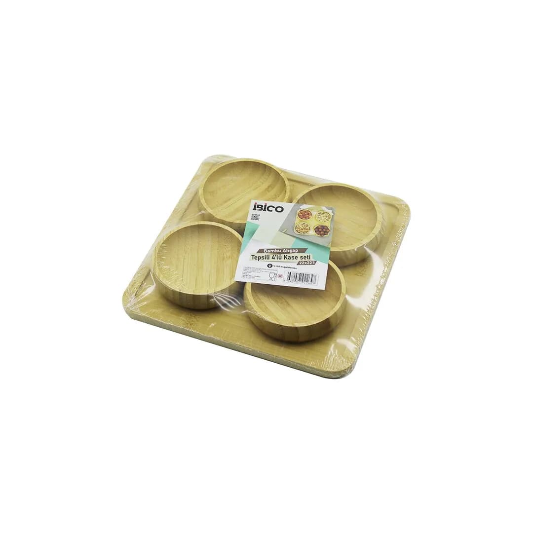 Ahşap Bambu 5PCS Çerezlik - Lokumluk Kase Seti 22X22CM — fotoğraf 1