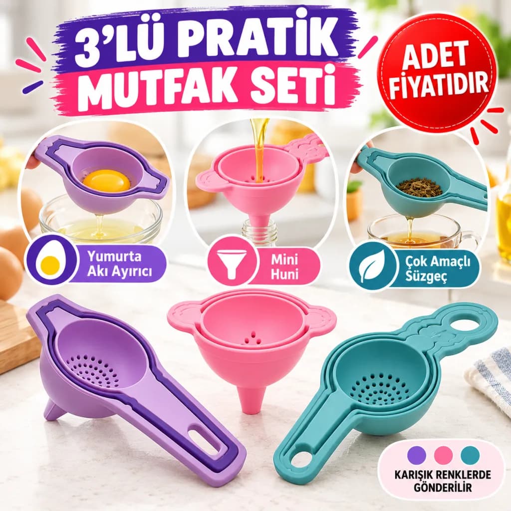 Pratik Yumurta Süzgeci Mini Süzgeç Huni Seti Hepsi Bir Arada — fotoğraf 1