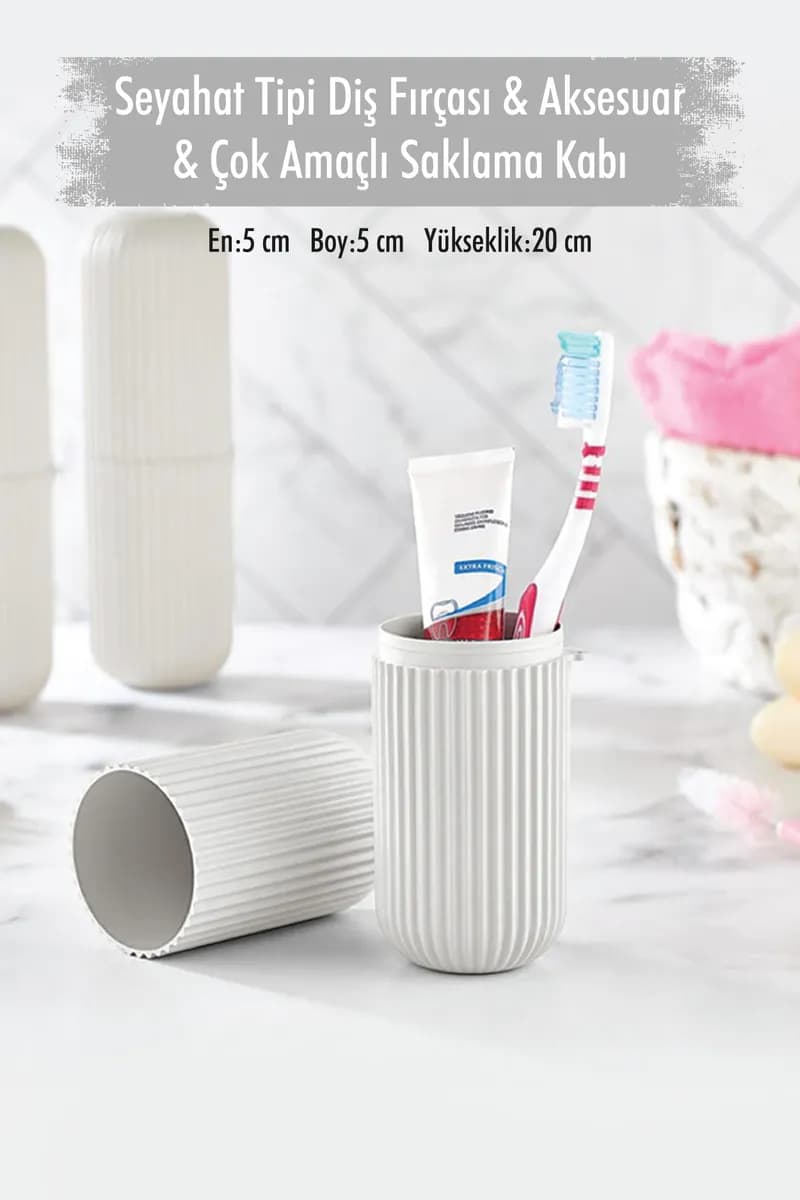 Beyaz Seyahat Tipi Diş Fırçası & Aksesuar Kutusu & Çok Amaçlı Saklama Kabı — fotoğraf 1